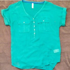 xhilaration | Teal Sheer Top